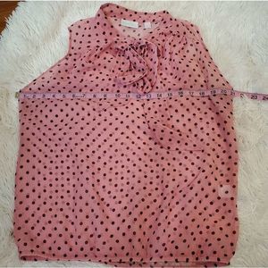 Sleeveless sheer pink polka dot blouse NY and c